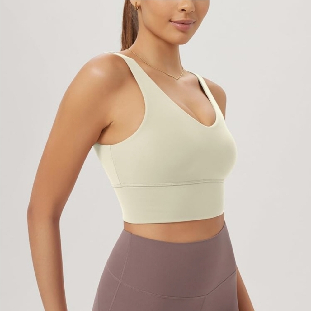 Women's Sports Bra V-Neck Padded Yoga Workout Wirefree Tank Top